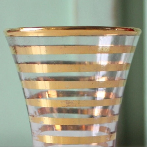 Vintage Vase Atomic Glass MCM 50s 60s 70s Petite Floral Bud Vase Rose Pink Gold - Picture 4 of 8